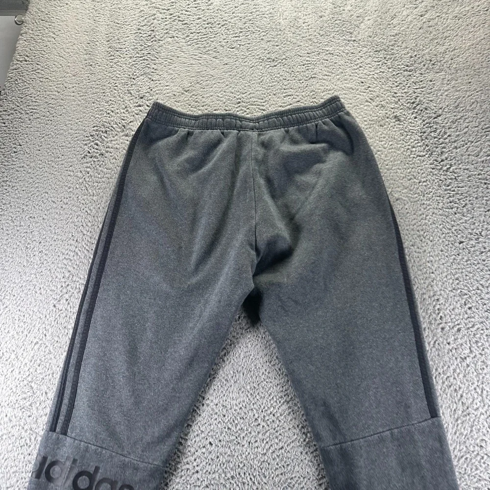 Adidas Sweatpants Mens XL Gray‎ Cotton Fleece Lined Tapered Striped Performance